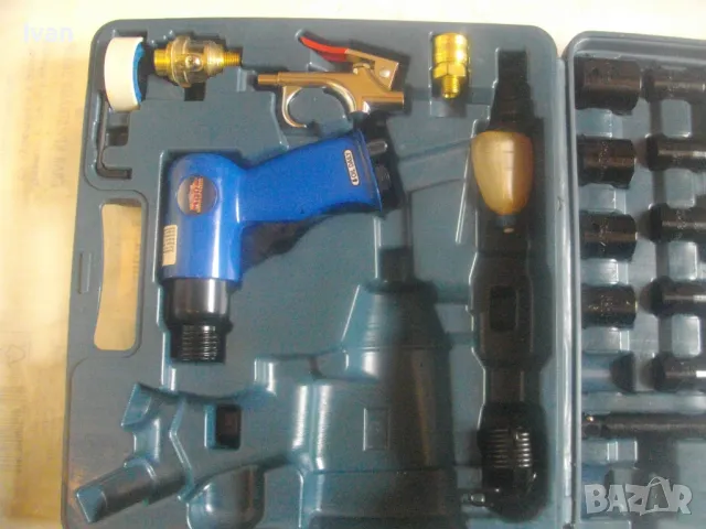 33 ЧАСТИ НОВ НЕПЪЛЕН КОМПЛЕКТ ПНЕВМАТИЧНИ ИНСТРУМЕНТИ MAUK GERMANY  КЪРТАЧ/ОБДУХВАЧ/ШИЛА/ТОРСОВЕ/, снимка 3 - Други инструменти - 50181798
