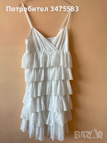 Бяла рокля с къдри, снимка 1 - Рокли - 38014179