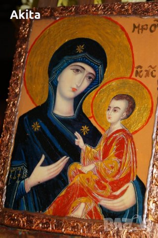 Света Богородица с Младенеца, снимка 3 - Икони - 26703372