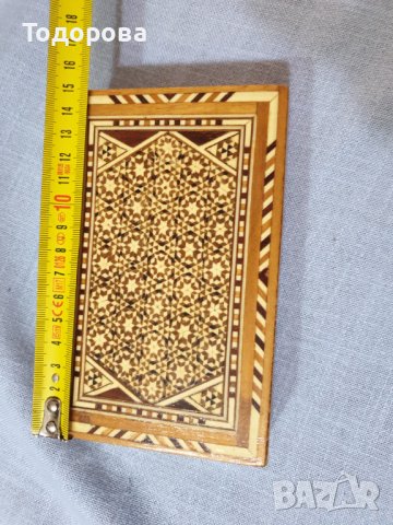 Кутия с интарзия от екзотична дървесина за бижута, снимка 4 - Антикварни и старинни предмети - 43682524