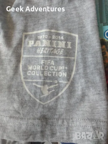 Мъжка Сива Тениска Panini Световно Футбол Размер M Italia 90 World Cup, снимка 4 - Тениски - 50052377