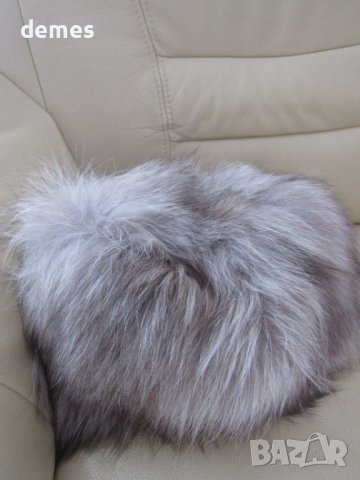 Елегантна кожена дамска шапка от сребриста полярна лисица, нова, снимка 4 - Шапки - 43343219