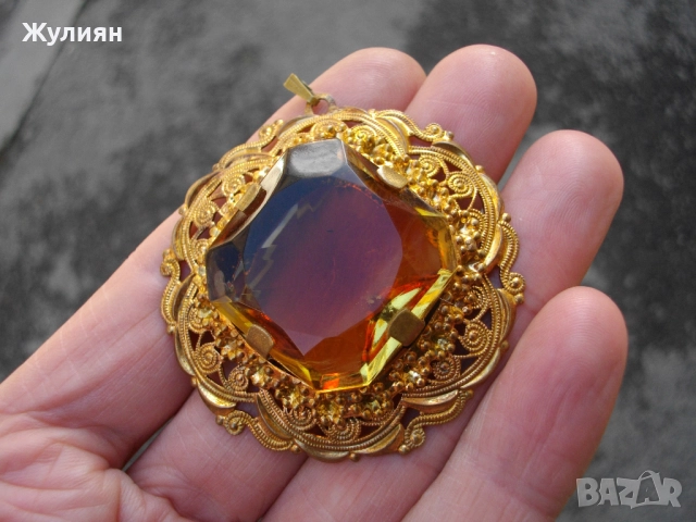  СТАРА ГОЛЯМА ПОЗЛАТЕНА ВИСУЛКА, снимка 2 - Антикварни и старинни предмети - 52591252