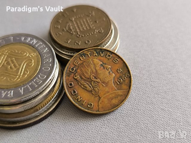 Монета - Мексико - 5 центавос | 1966г., снимка 2 - Нумизматика и бонистика - 43442205