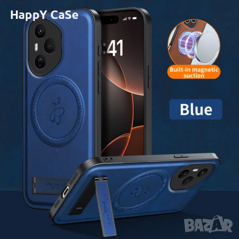 Honor 400 400 Pro / LEATHER MAGSAFE Кожен кейс гръб калъф със стойка