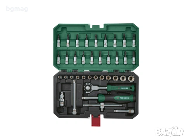 PARKSIDE комплект тресчотка с въртяща глава и вложки 1/4''-37 части, снимка 2 - Гедорета - 53181025