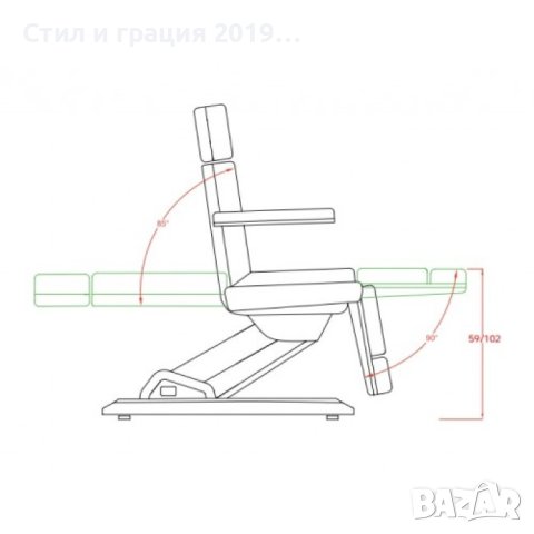 Електрическа кушетка 2235B (3 мотора) - бяла 185 х 65/90 х 60/90 см, снимка 3 - Кушетки - 43365568