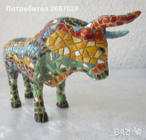 Бик телец фигура пластика,статуетка, Испания, други бикове, керамика, дърво, дървен, снимка 3 - Статуетки - 32751073