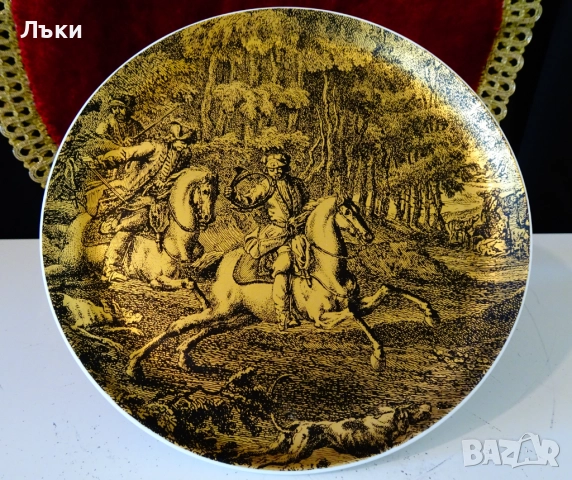 Златна порцеланова чиния Fürstenberg с ловна картина. , снимка 9 - Антикварни и старинни предмети - 51823840