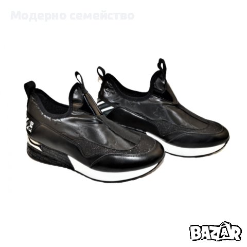 Дамски спортни обувки без връзки -черно , снимка 2 - Маратонки - 44094811