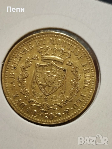 40 лири Карло Феличе Сардиния 1822 година , снимка 4 - Нумизматика и бонистика - 53143288