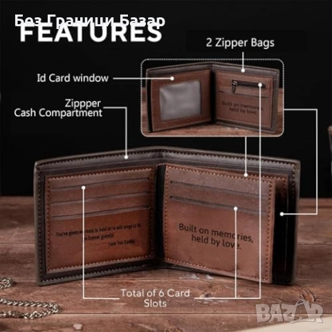 Нов Мъжки кожен портфейл с класически дизайн – стилен подарък за мъж, снимка 4 - Други - 52669801