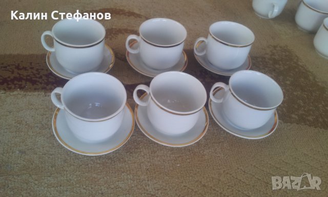 Чашки за кафе и чай с чинийки, златен кант, снимка 7 - Чаши - 26608162