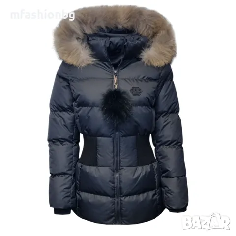 Дамско яке с вталена кройка, City Angels, естествен пух от лисица, снимка 3 - Якета - 48698470