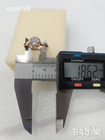 СССР-Златен дамски пръстен с еднокаратов якутски брилянт.Червено руско злато 853., снимка 8 - Пръстени - 53479320