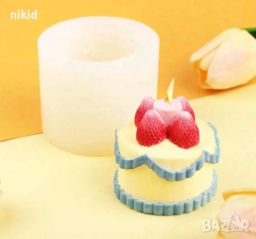 3D Висока торта с ягоди силиконов молд фпрма шоколад фондан смола гипс свещ декор, снимка 2 - Форми - 50062012