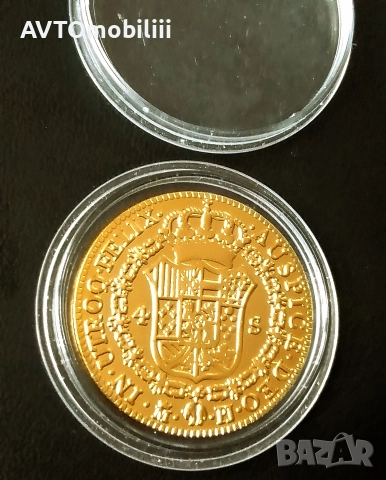 Позлатена средновековна испанска монета в капсула , снимка 2 - Нумизматика и бонистика - 52859416