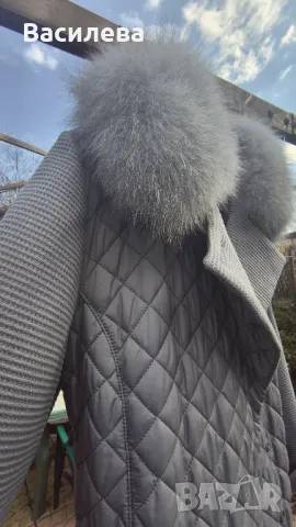 Луксозно Палто с яка от лисица, снимка 2 - Палта, манта - 49600681