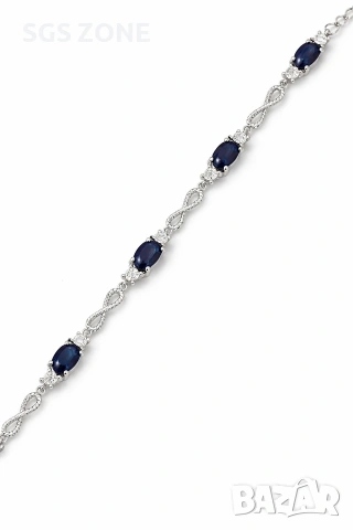 Сребърна гривна със сапфир и знак за безкрайност от Тайланд