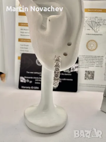 Сребърни обеци с мойсанит (Диамант) 1 карат, снимка 7 - Обеци - 49913212