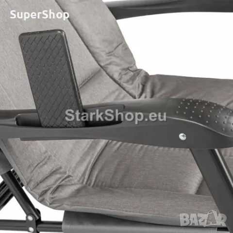 Сгъваем Шезлонг – Походно Легло Сив Цвят метална конструкция, снимка 2 - Къмпинг мебели - 50236855