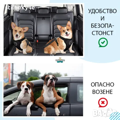Предпазен колан за автомобил за две кучета с разтеглив ефект Безопасен колан за кучета за кола, снимка 3 - За кучета - 50018534