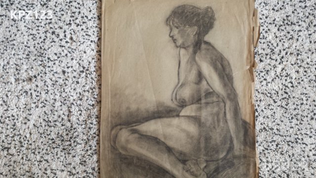 СТАРА ГРАФИКА ГОЛО ЖЕНСКО ТЯЛО, снимка 2 - Картини - 29067834