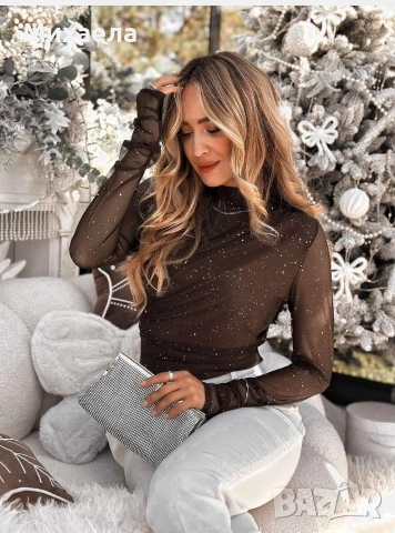 Дамска блестяща блуза - три цвята - 45 лв. , снимка 2 - Блузи с дълъг ръкав и пуловери - 52682366