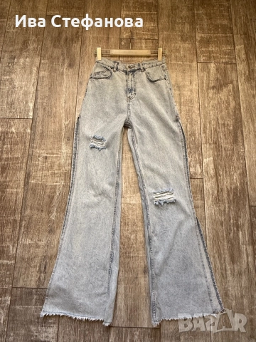 Дамски дънки дънкови панталони накъсани висока талия чарлстон с цепка отстрани , снимка 2 - Дънки - 52485262