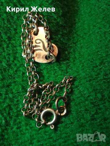 СТИЛНА РЕТРО АР ДЕКО СРЕБЪРНА ГРИВНА СРЕБРО 925 със СЪРЧИЦЕ и РЪЧНО ГРАВИРАНА БУКВИЧКА П 32353, снимка 12 - Гривни - 38352284