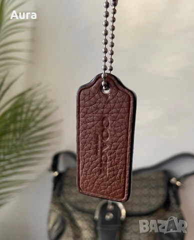 Authentic Coach Leather Hangtag Bag Charm Brown Pebbled Leather, снимка 8 - Чанти - 52554860
