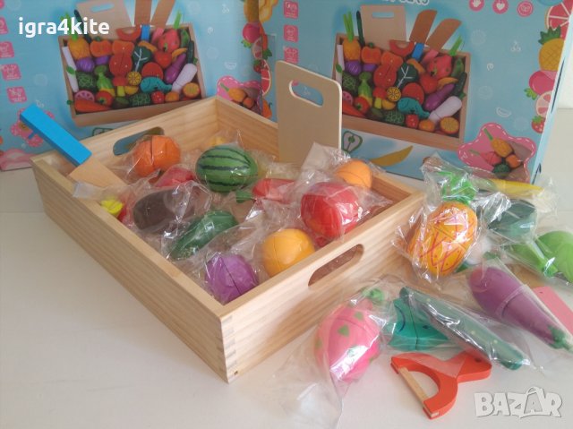 Огромен сет дървени магнитни плодове и зеленчуци XXL / чудесен за подарък / дървени игри, снимка 2 - Образователни игри - 37430860