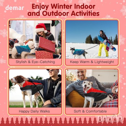 Водоустойчиво, ветроустойчиво зимно яке за кучета, червено и черно L45 см, снимка 5 - За кучета - 43120347