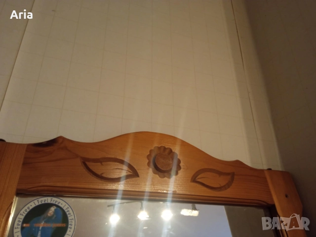 Старо огледало с дървена рамка, снимка 3 - Огледала - 52589708