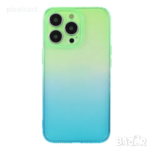 Силиконов калъф Camera Protection за iPhone 13 Pro, Зелено и Синьо, снимка 1
