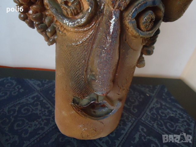 глава с шапка  от глина ,керамика от Молдова, снимка 3 - Декорация за дома - 39334102