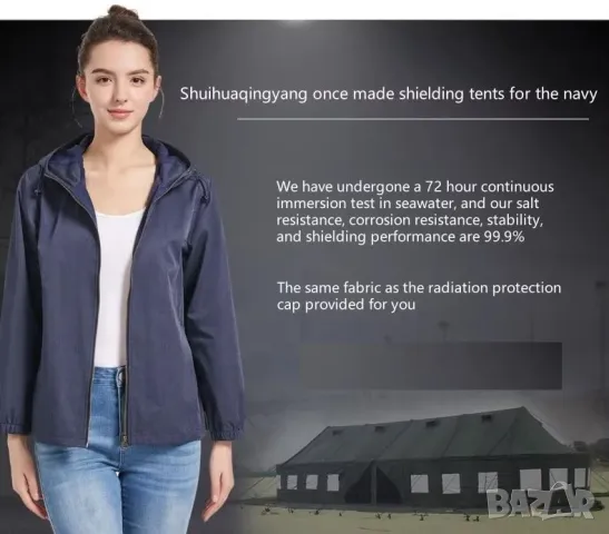 Екранирано Яке с Метални Нишки Радиационна Защита от Електромагнитно Излъчване EMR EMP Защита от ЕМП, снимка 9 - Други - 49991467