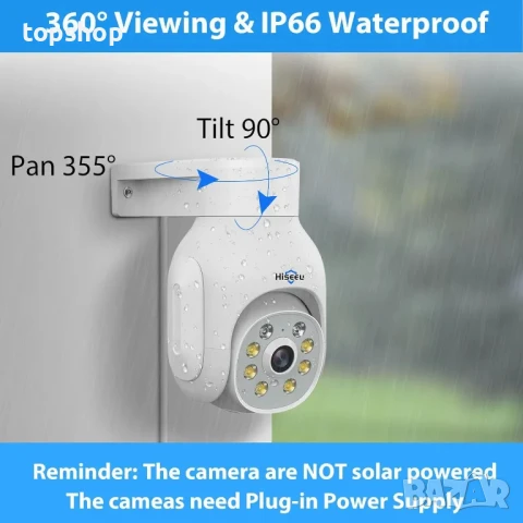 Hiseeu 5MP безжична PTZ система IP66 4 бр. WiFi камери,1TB твърд диск, 4K 10CH NVR, 2-посочно аудио, снимка 9 - Комплекти за видеонаблюдение - 50494941
