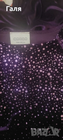 Дълга рокля кадифе/плюш , тъмно лилава,  размер ХЛ, снимка 4 - Рокли - 52183630