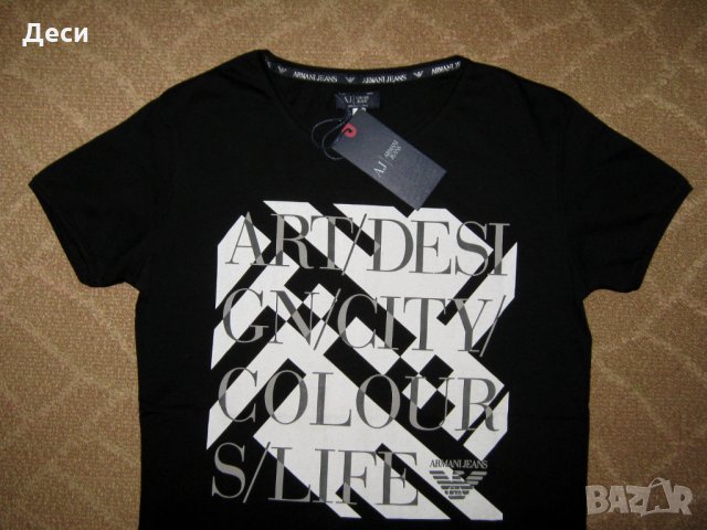 Armani Jeans мъжка тениска нова с етикет черна S, снимка 2 - Тениски - 35024761