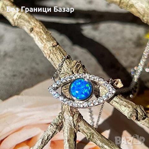 Ново Ръчно Изработено Сребърно Колие с Опал и Кристал Жени Подарък, снимка 7 - Колиета, медальони, синджири - 43295564
