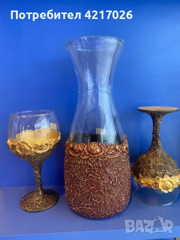 Ръчно декориран сет за вино