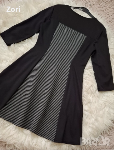 КРАСИВА кукленска черна рокля със сива релефна платка, снимка 4 - Рокли - 52585467