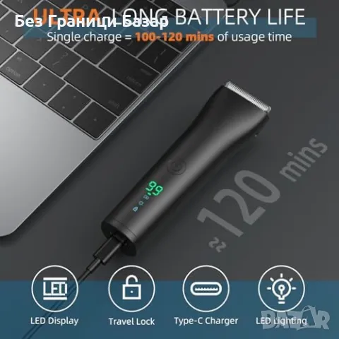 Нов безжичен тример за тяло – Безболезнено бръснене, IPX7 за жени мъже, снимка 4 - Тримери - 49483541