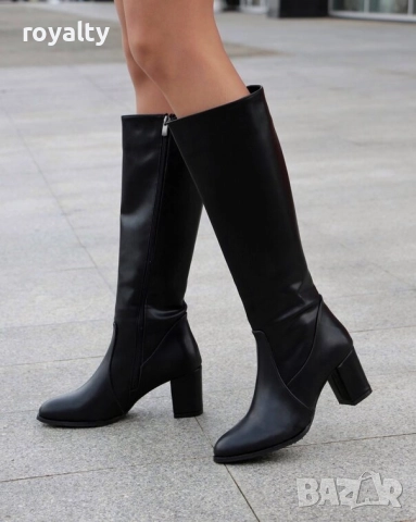 Ботуши на ток - черна кожа, снимка 2 - Дамски ботуши - 52239353