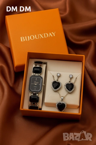 Black Heart Luxury Set🖤часовник, колие и обеци