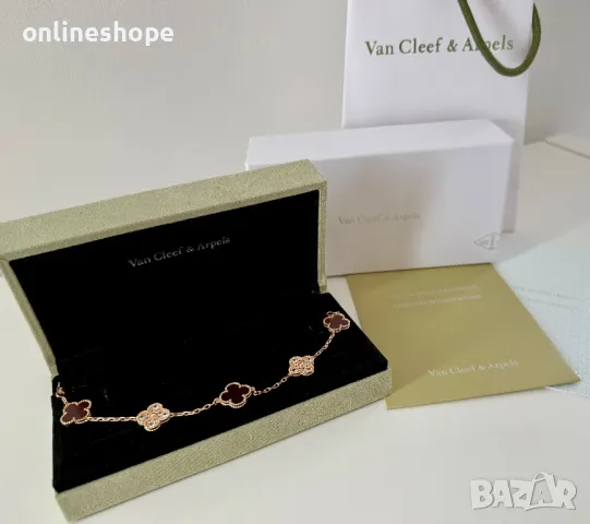 Van Cleef & Arpels Гривна с 18к Златно покритие - Цвят Червен + Кутия, снимка 5 - Гривни - 50286553