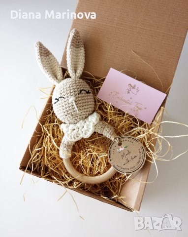 Зайчета ръчна изработка, плетени зайчета, играчка за бебе, неутрален цвят зайче, снимка 8 - Други - 40227550