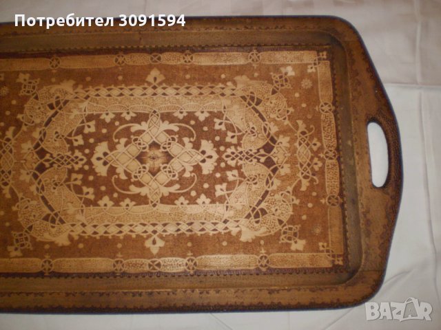 Стар Дървен Поднос За Сервиране Пирография, снимка 4 - Антикварни и старинни предмети - 35020568