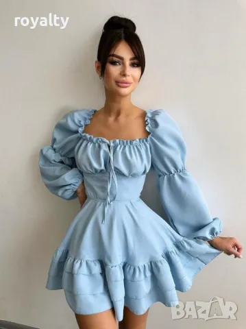 Синя ефектна рокля , снимка 3 - Рокли - 49726420